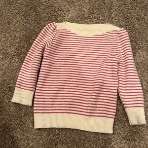 Vintage 80s angora and lambs wool blend pink and white striped sweater